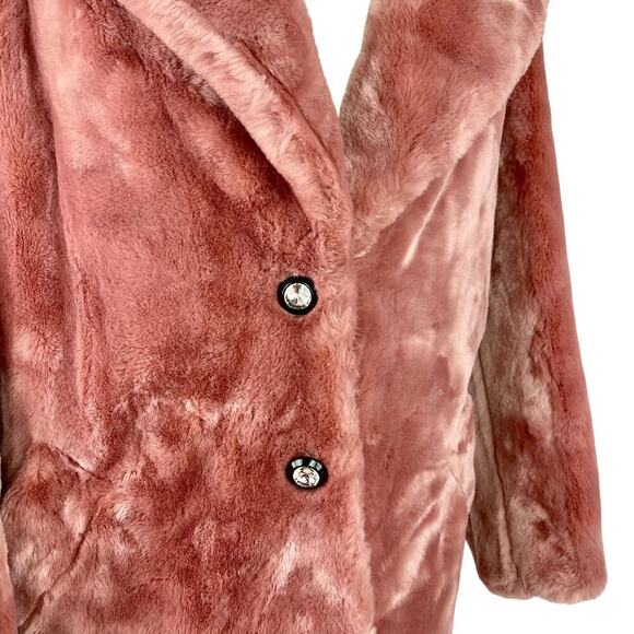 SHRIMPS EMON PINK FAUX FUR COAT CRYSTAL BUTTON SIZE M UK10 US6 - Picture 11 of 15